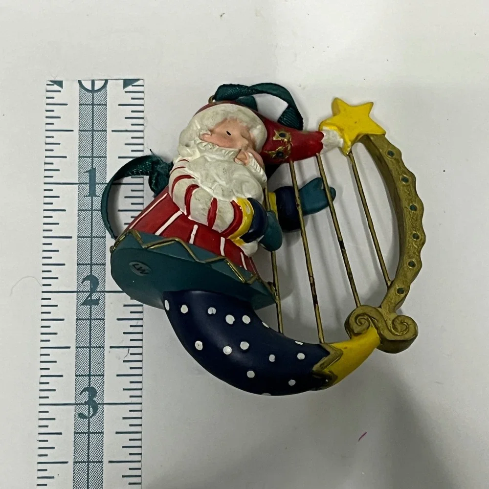 Santa Claus Moon Harp Christmas‎ Ornament Musical Holiday Decoration